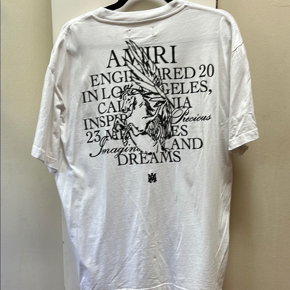 AMIRI White Short Sleeve Tee with Urban Graphic